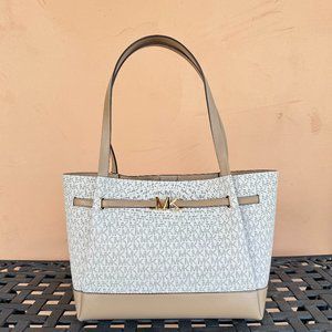 Michael Kors Reed Large Belted Shoulder Tote Bag MK Camel Multi